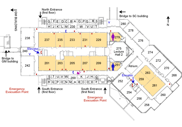 Crane Liberal Arts & Science second floor map