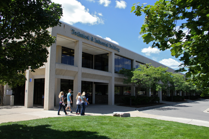 students walking on campus