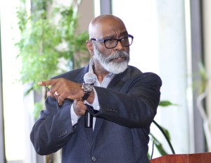 Keynote speaker Thornton Perkins delivers his message to the gathering. Photo by Lynn Monson