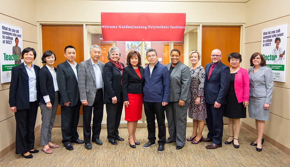 Delegates from Guidaojiaotong Polytechnic Institute traveled to Ann Arbor to visit with WCC administration. | Photo by CJ South